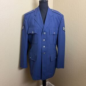Vintage USAF Air Force Service Dress Jacket 41R Blue 4 Button Sergeant Coat